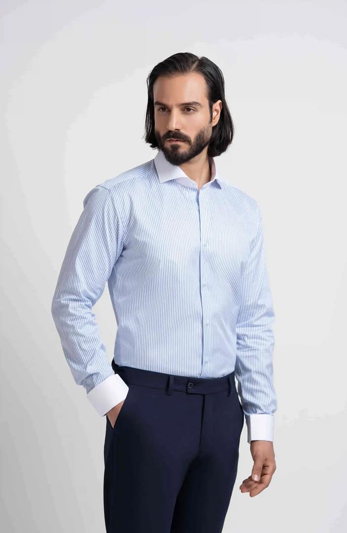 Men's shirt p159 پیراهن دیپلمات یقه سفید P159 لادومیر